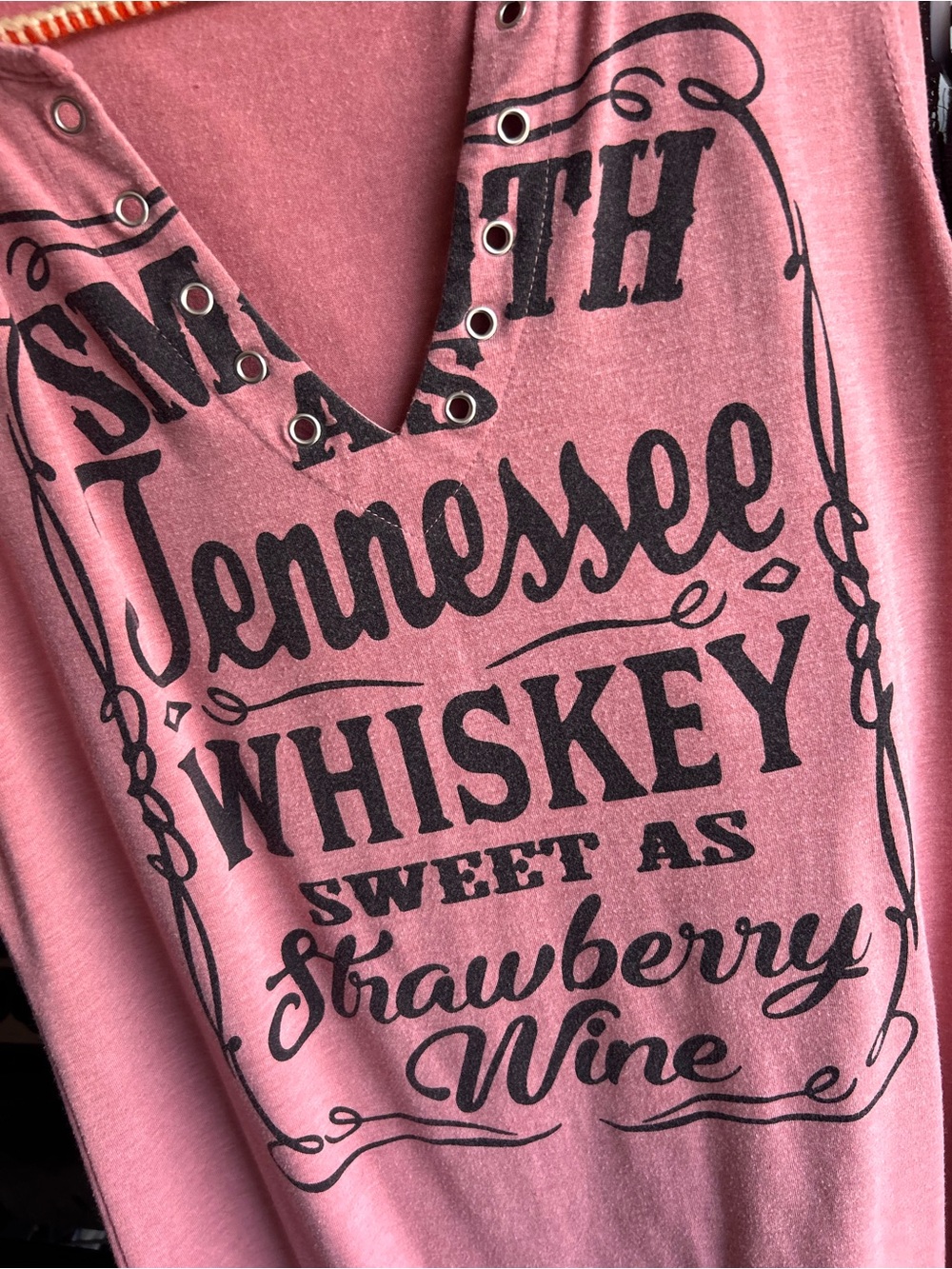 Women's Pink Graphic Tank Top - Tennessee Whiskey Strawberry Wine